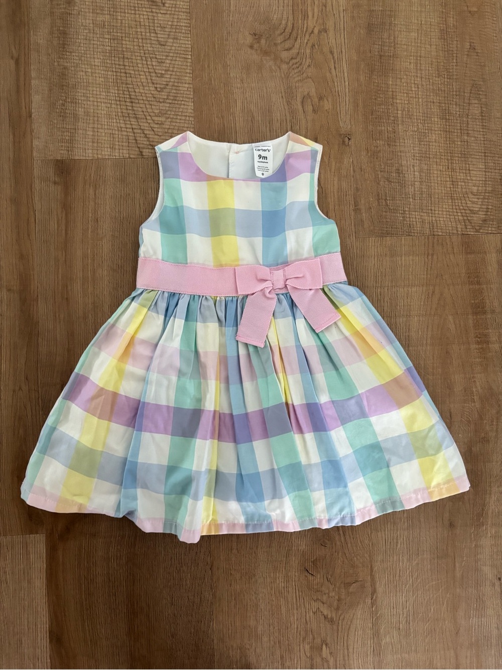 Lavender Butterfly Tulle Overlay & Pastel Plaid Dress and Pink Sash Dresses - Picture 2 of 7
